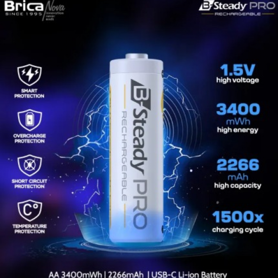 Battery Brica B-Steady Pro Rechargeable AA X4 + Dock 